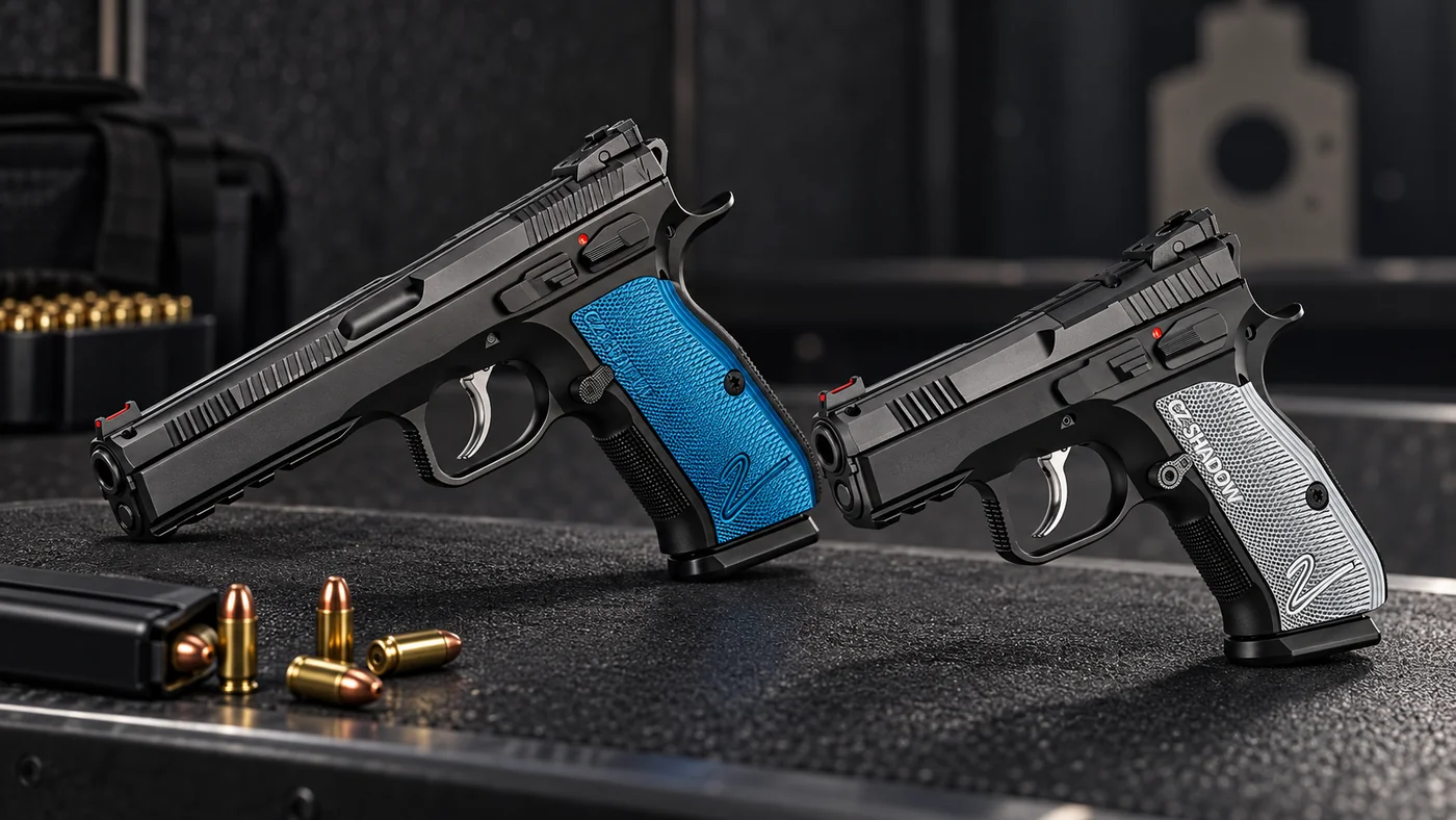 Иллюстрация полноразмерного CZ Shadow 2 и компактной версии